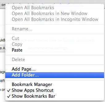 Create folders in your bookmarks bar to organize sites