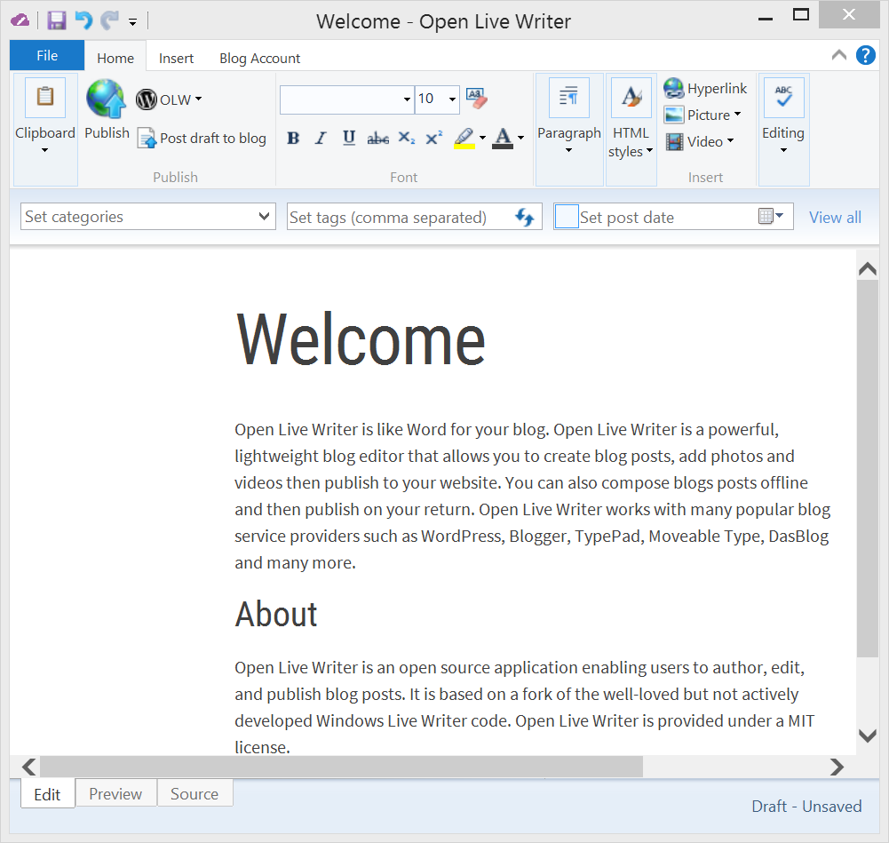 ⓔ Microsoft’s Windows Live Writer is now the open sourced Open Live Writer