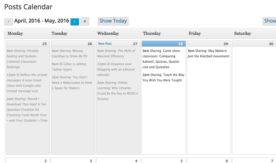 ⓔ Editorial Calendar plugin for WordPress