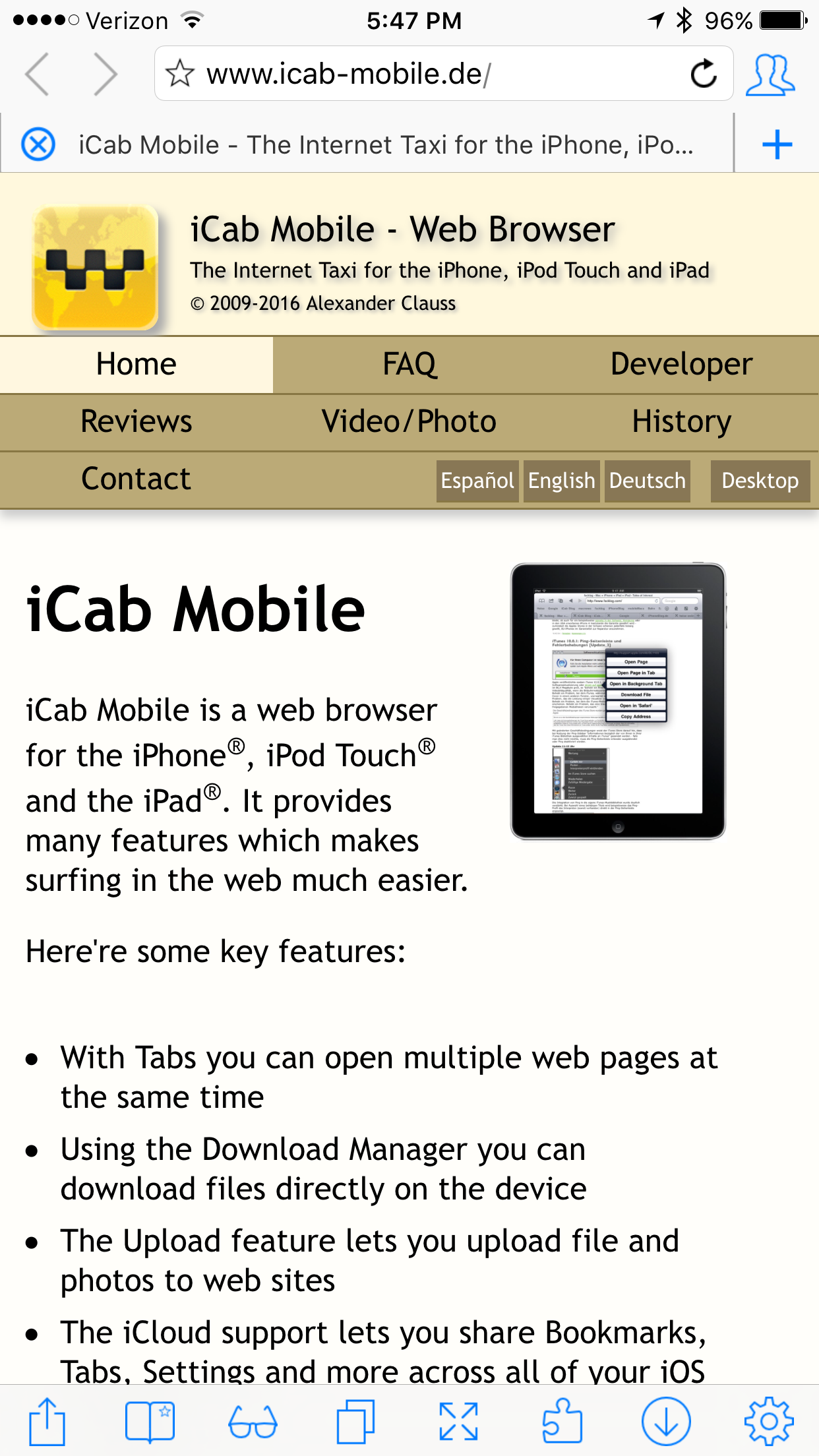 ⓔ iCab Mobile is my new favorite browser on my iPhone