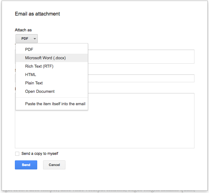 Email a Google Doc as a Microsoft Word or PDF attachment