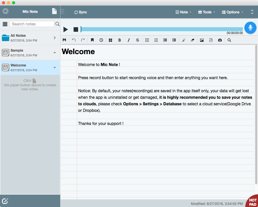 Micnote – record the audio of a meeting with the notes from the meeting