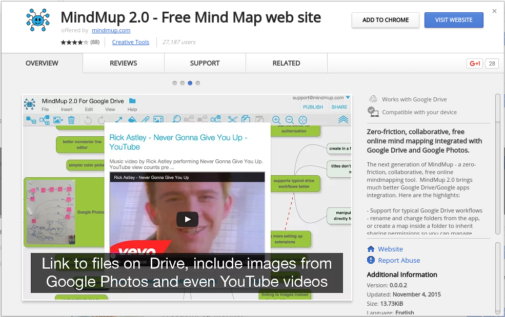 Free mind mapping software for Google Drive