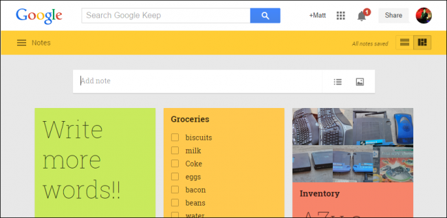 Note taking with Google Keep