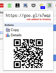 Google’s url shortener, goo.gl has an extension and can also create QR codes