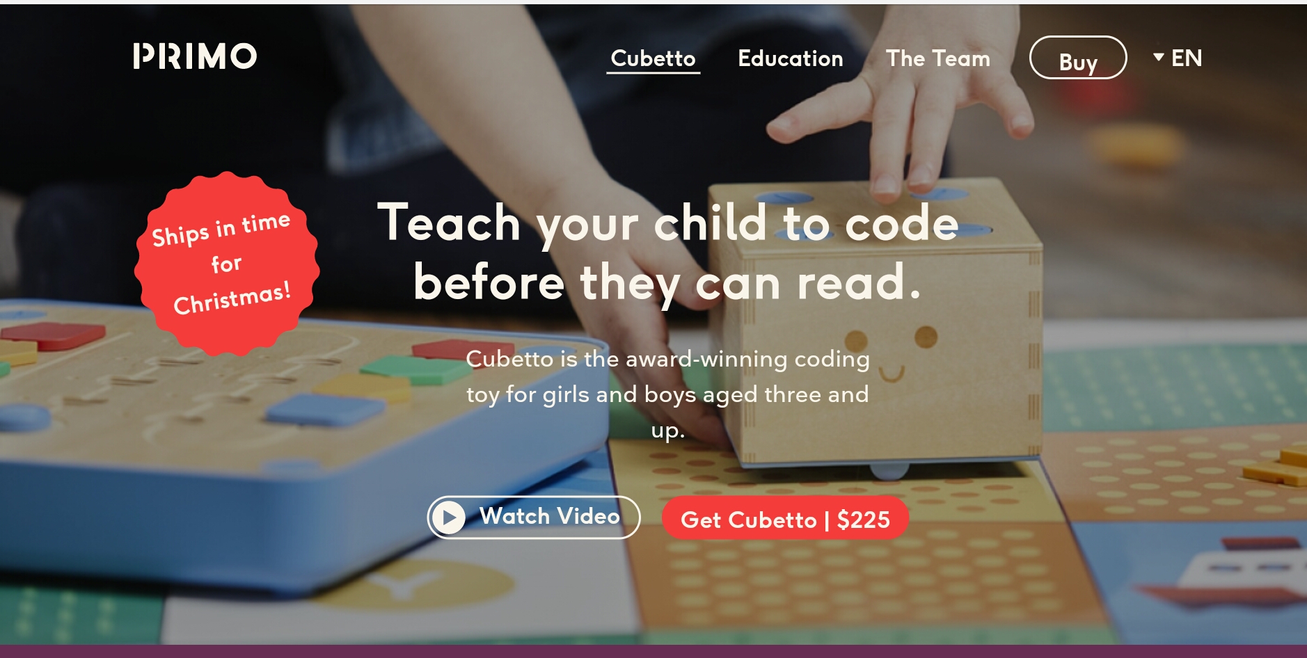 Students can start programming before they can read and write with Cubetto