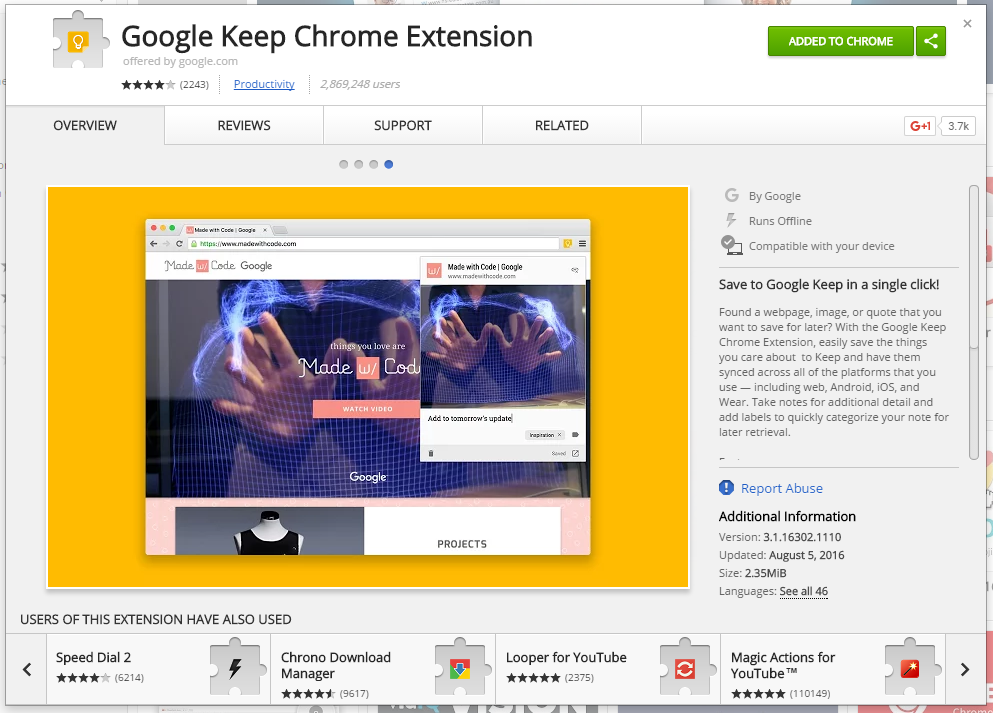 Curate websites with Google Keep and the Google Keep extension