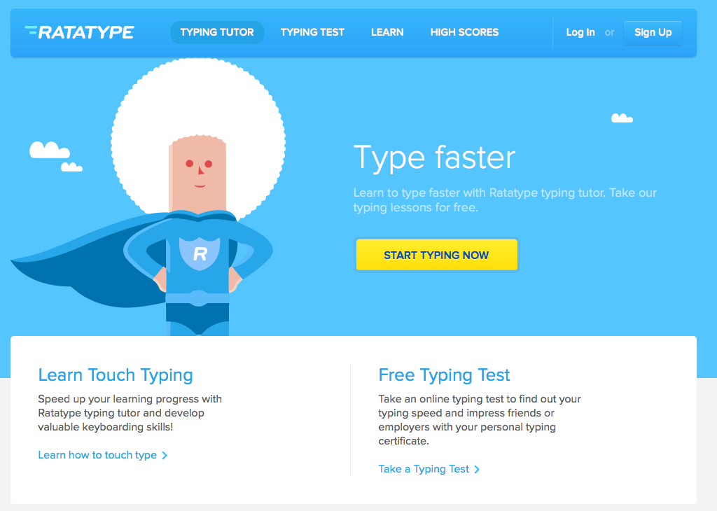 Ratatype is a free online typing tutor and test