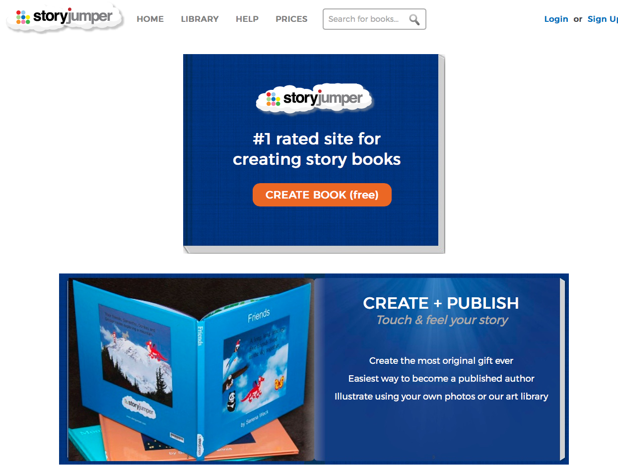 Create, share, and read books at StoryJumper