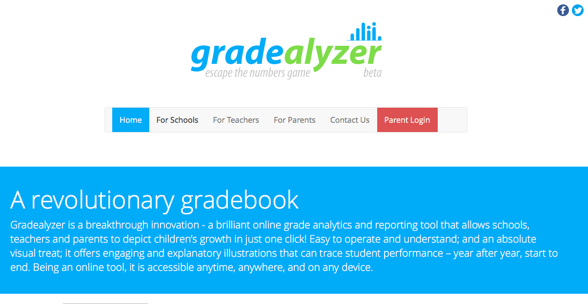 Gradealyzer is labeled as a revolutionary grade analytics and reporting tool