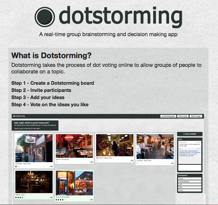 Host a brainstorming session online free with Dotstorming