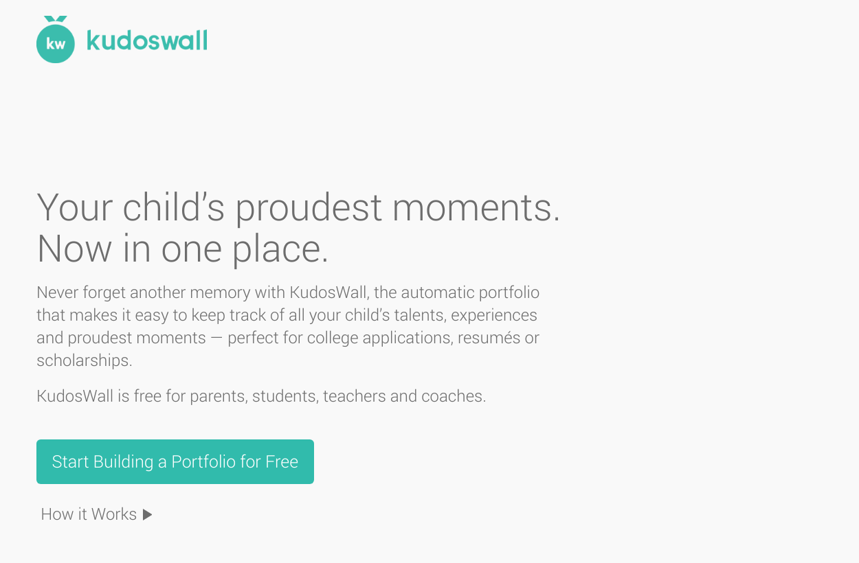 Kudoswall is a free service for students to build an online portfolio