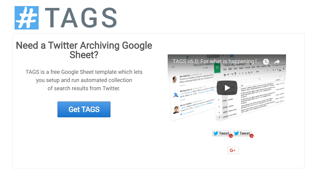 Collect and archive tweets with Twitter TAGs