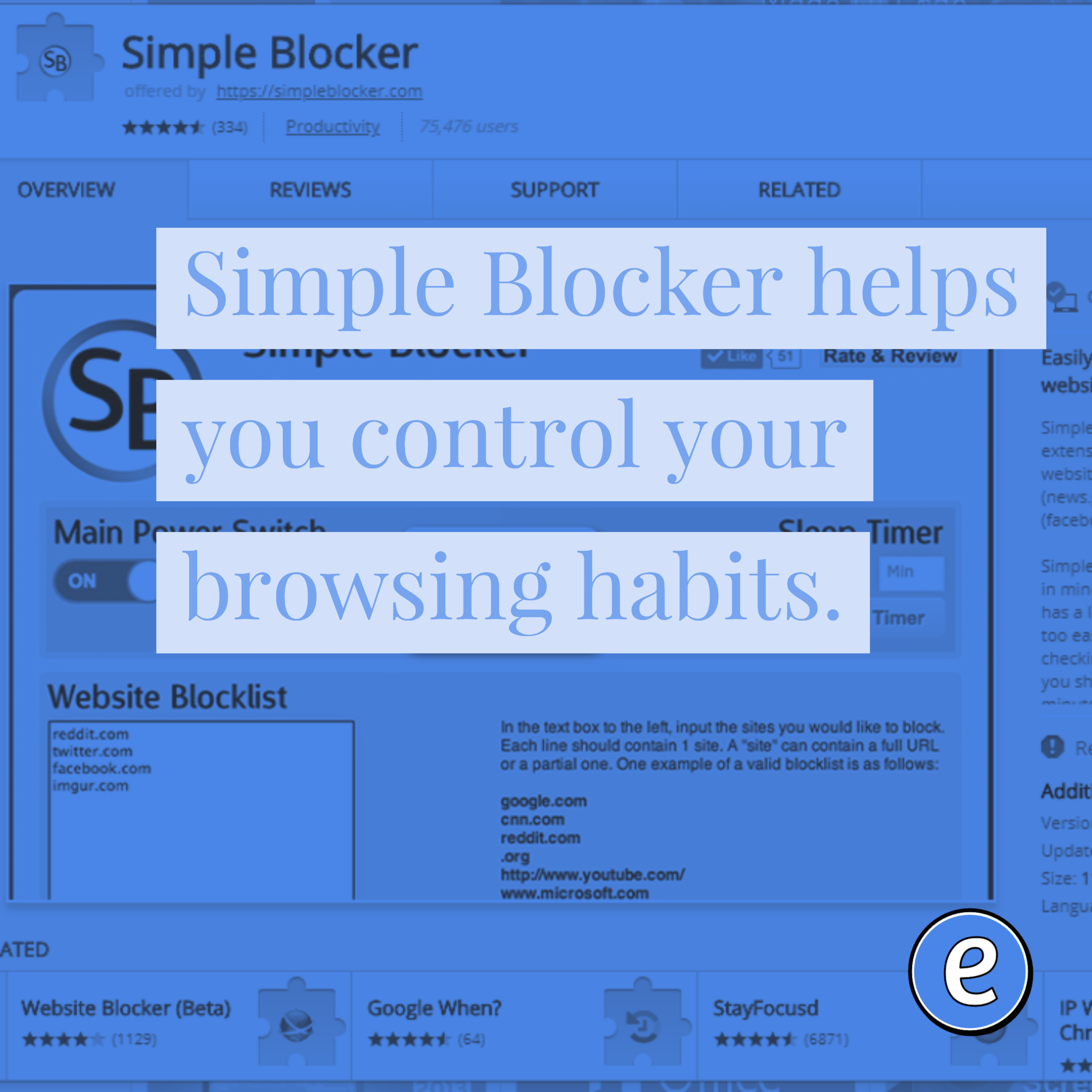 Simple Blocker helps you control your browsing habits