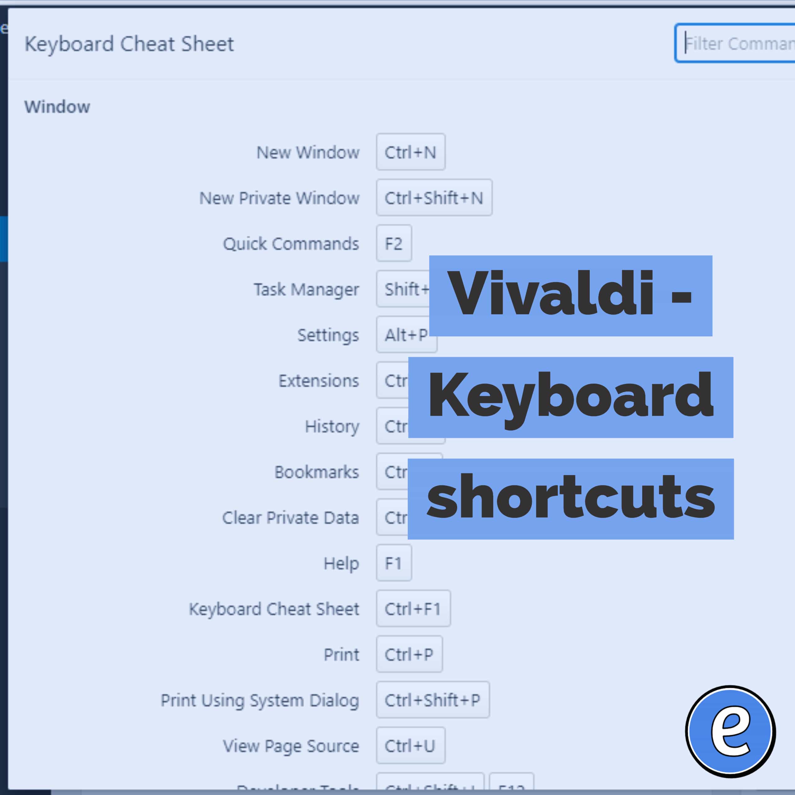 Vivaldi – Keyboard shortcuts