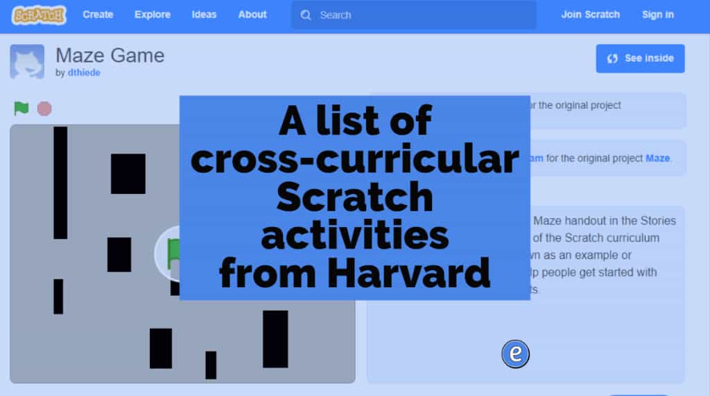 A list of cross-curricular Scratch activities from Harvard