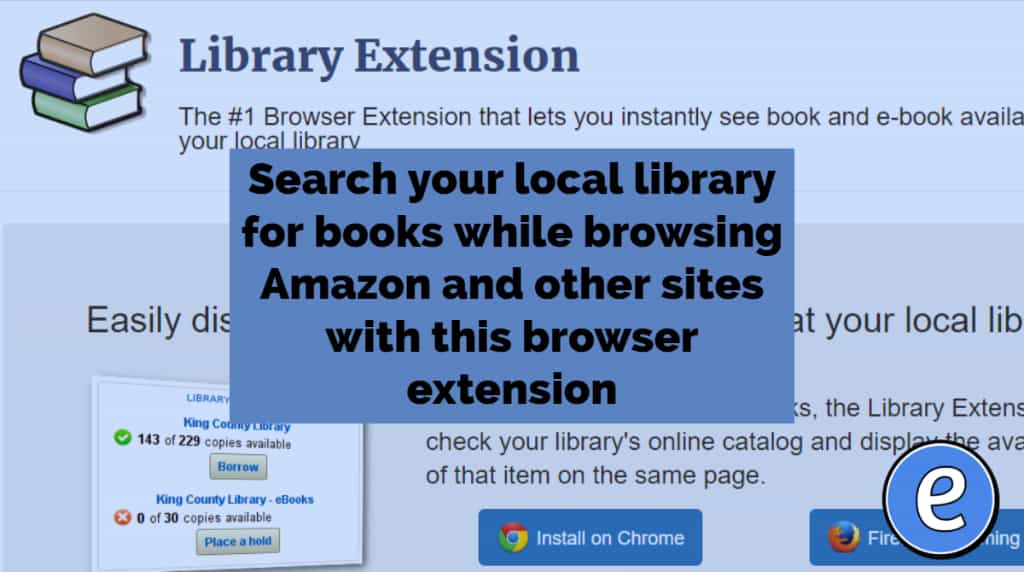 Search your local library for books while browsing Amazon and other sites with this browser extension
