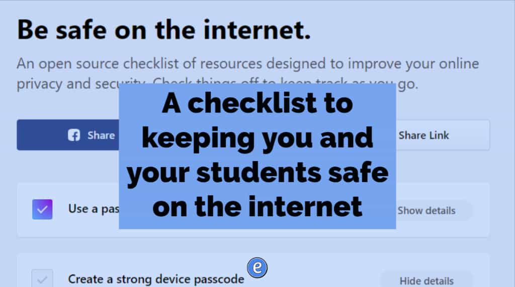 A checklist to keeping you and your students safe on the internet