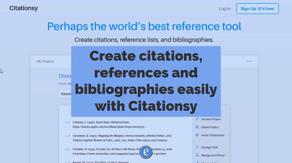 Create citations, references and bibliographies easily with Citationsy
