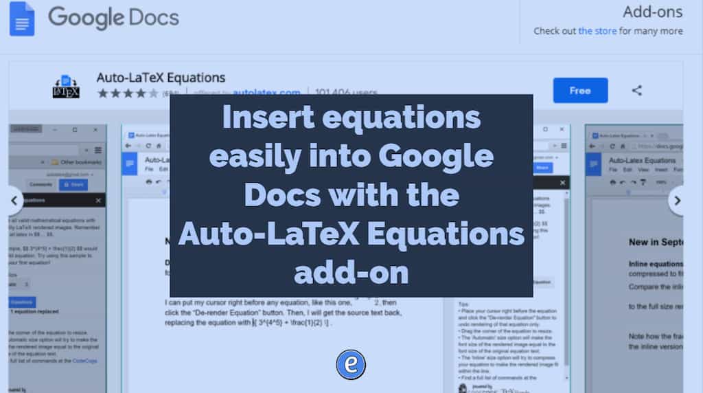 Insert equations easily into Google Docs with the Auto-LaTeX Equations add-on