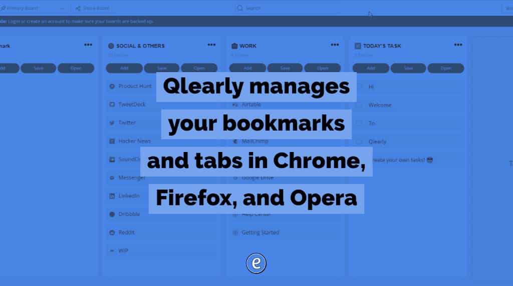 Qlearly manages your bookmarks and tabs in Chrome, Firefox, and Opera