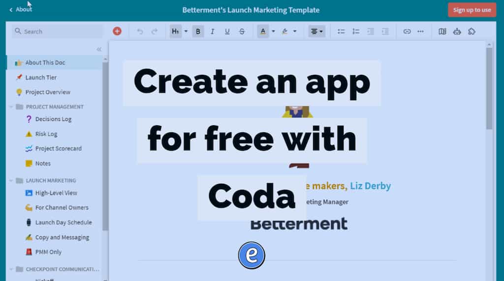 Create an app for free with Coda