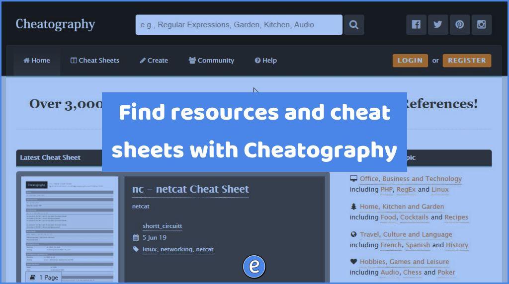 Find resources and cheat sheets with Cheatography
