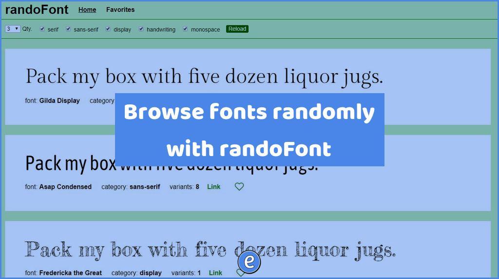 Browse fonts randomly with randoFont