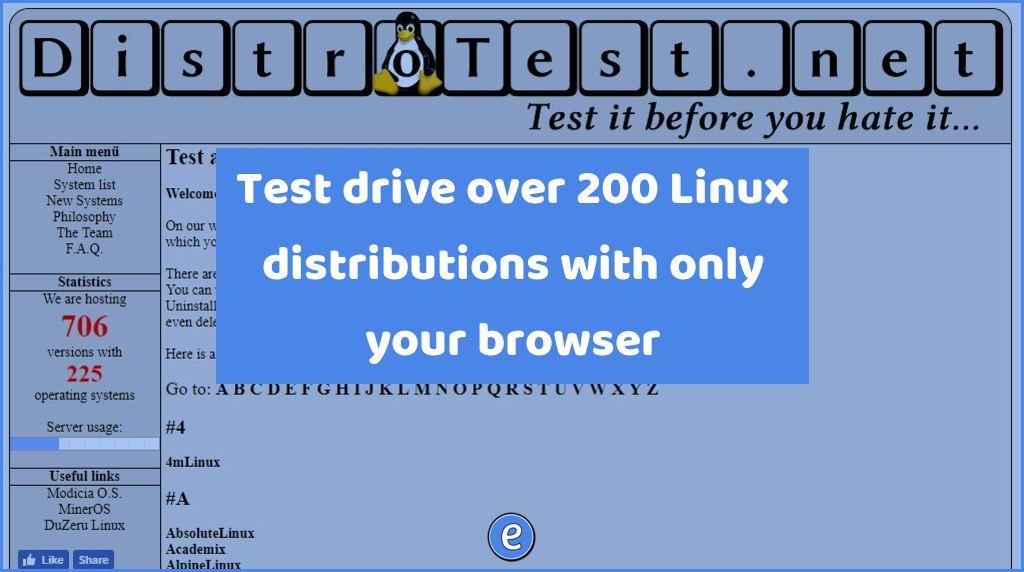 Test drive over 200 Linux distributions with only your browser