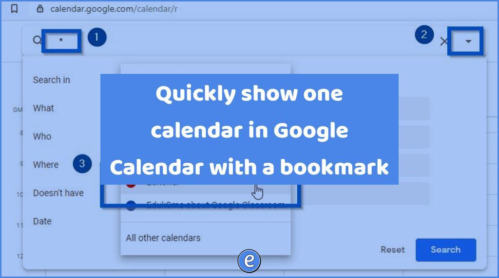 Quickly show one calendar in Google Calendar with a bookmark