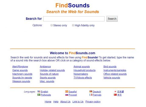 search for free sound effects with