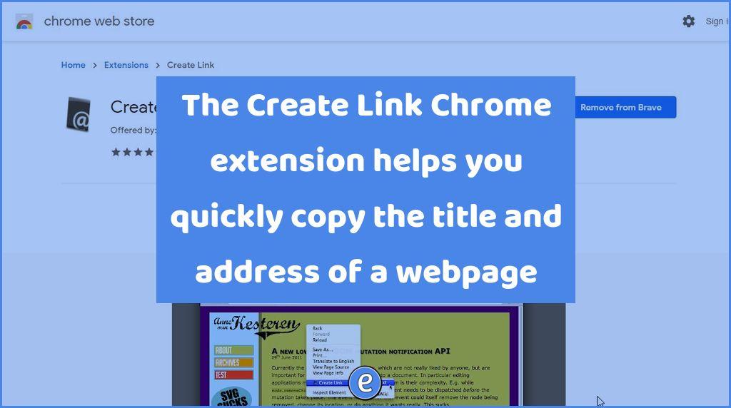 The Create Link Chrome extension helps you quickly copy the title and address of a webpage