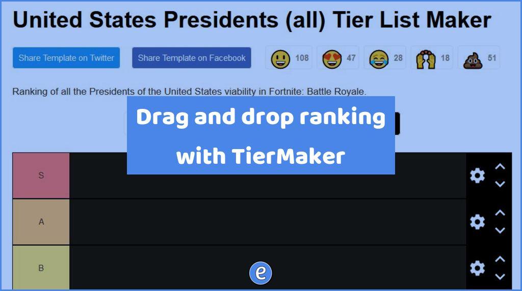 Drag and drop ranking with TierMaker