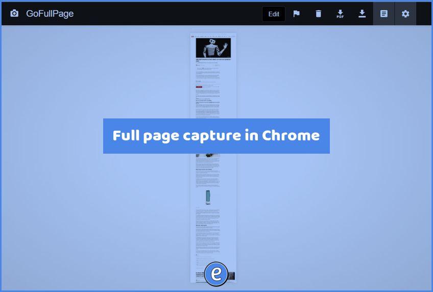 Full page capture in Chrome