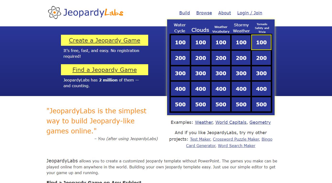 Create your own Jeopardy games for free with JeopardyLabs Eduk8me