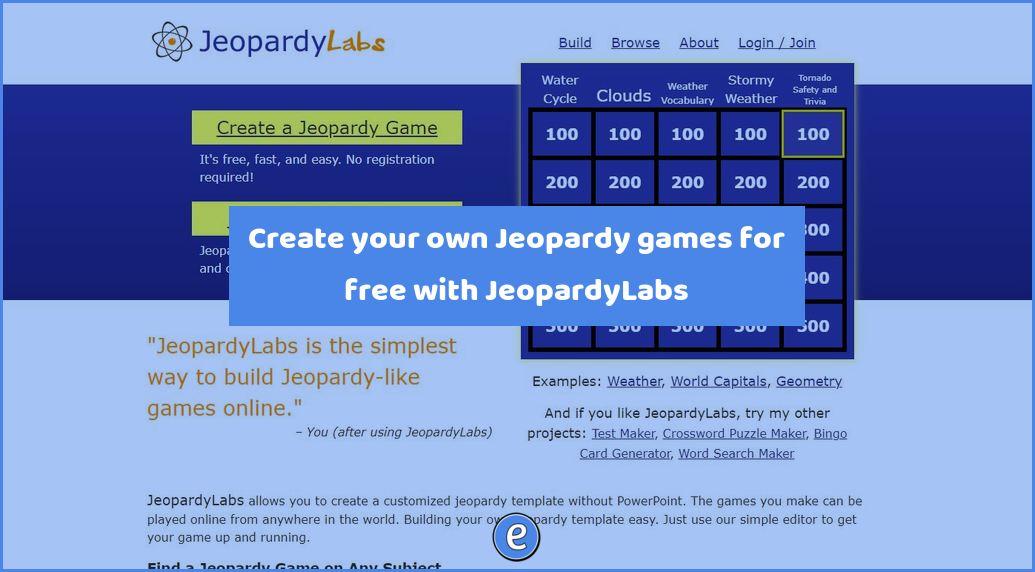 Create your own Jeopardy games for free with JeopardyLabs