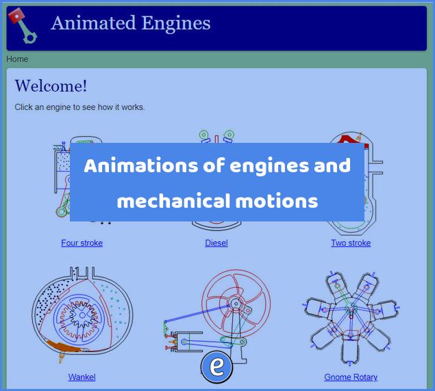 Animations of engines and mechanical motions
