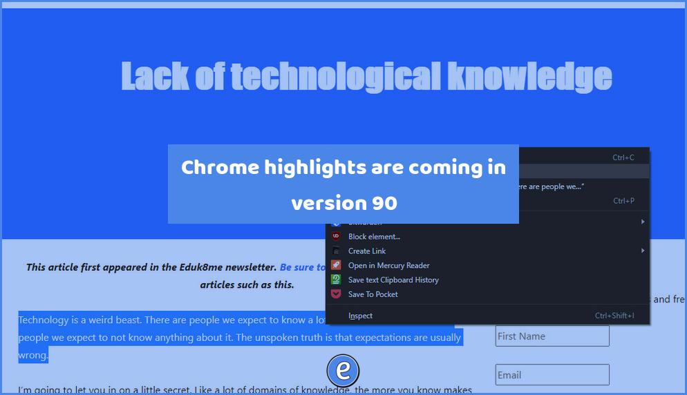Chrome highlights are coming in version 90