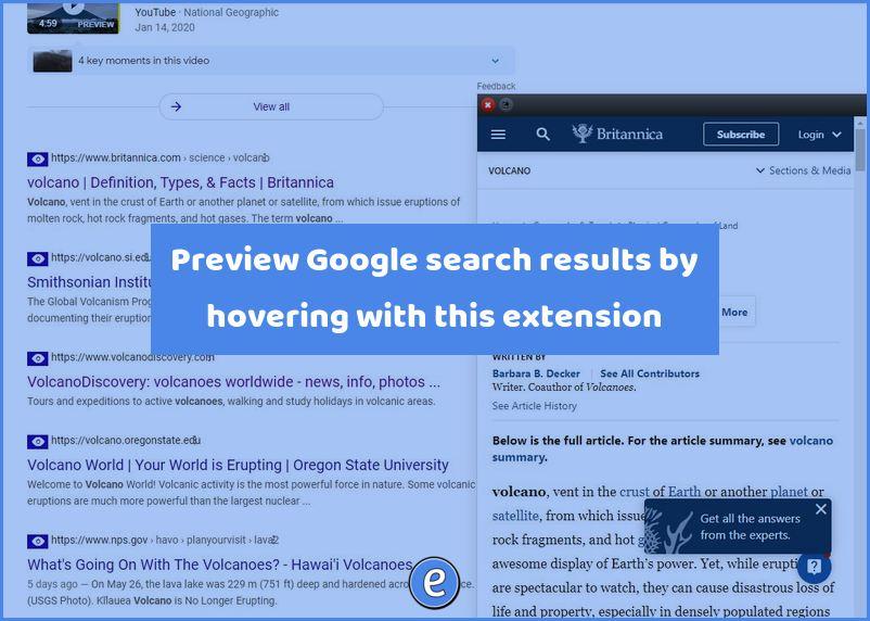 Preview Google search results by hovering with this extension