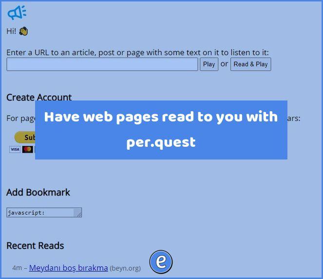 Have web pages read to you with per.quest