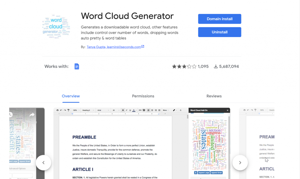 Generate word clouds in google docs with the word cloud generator add 