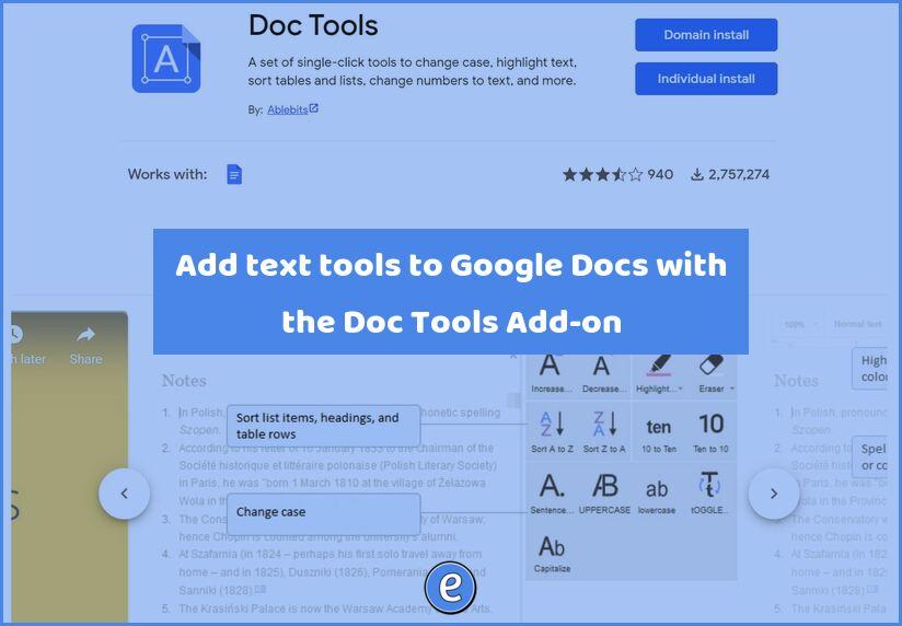 Add text tools to Google Docs with the Doc Tools Add-on