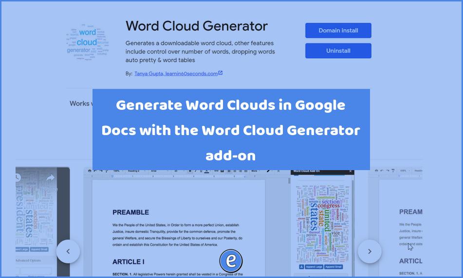 Generate Word Clouds in Google Docs with the Word Cloud Generator add-on