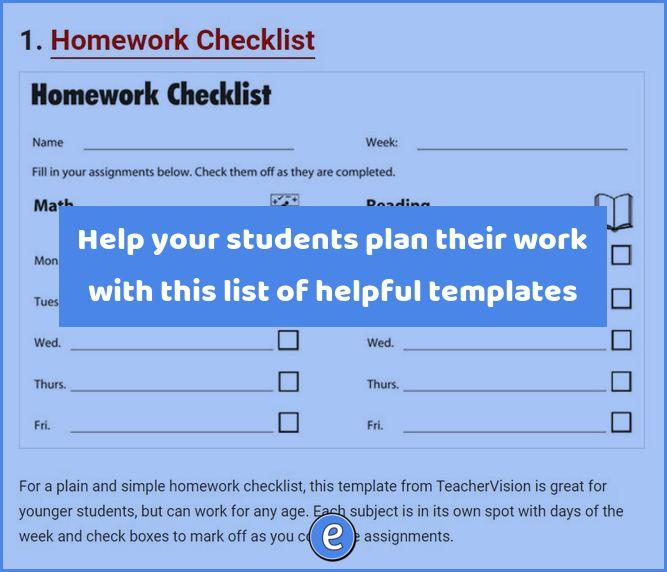 Help your students plan their work with this list of helpful templates