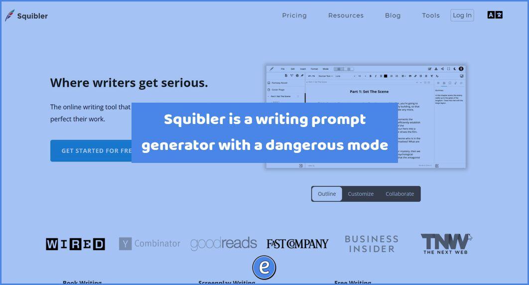 Squibler is a writing prompt generator with a dangerous mode
