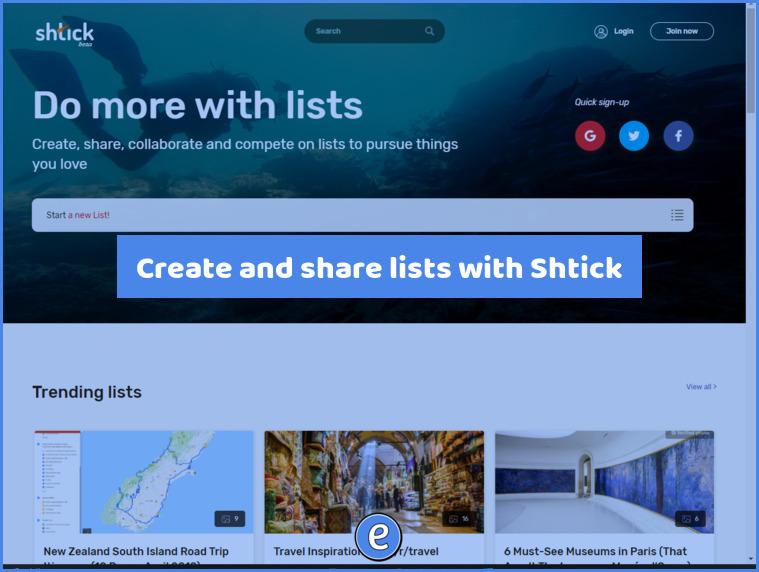 Create and share lists with Shtick