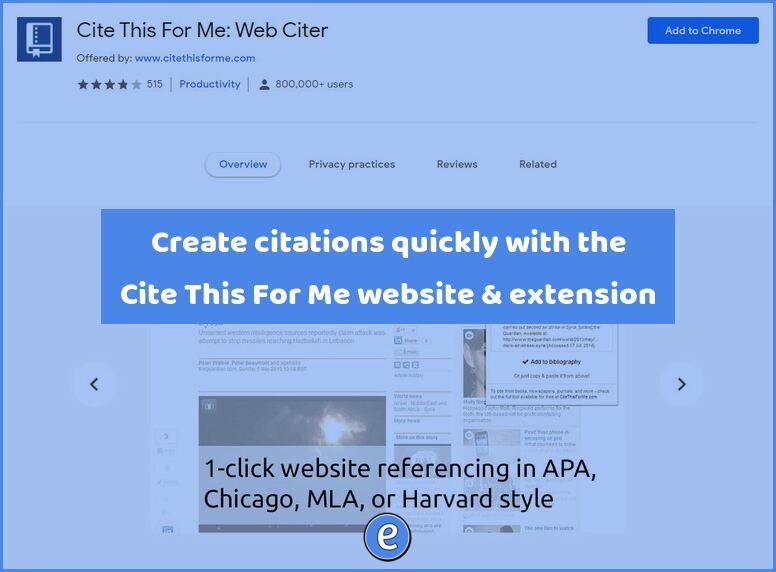 Create citations quickly with the Cite This For Me website & extension