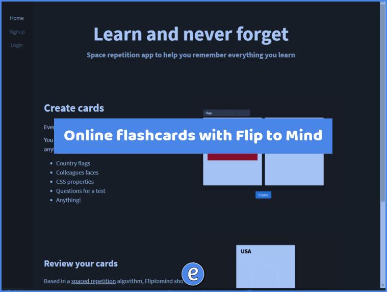 Online flashcards with Flip to Mind