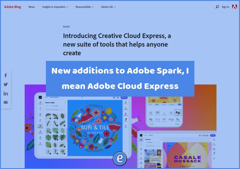 New additions to Adobe Spark, I mean Adobe Cloud Express
