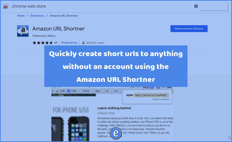 Quickly create short urls to anything without an account using the Amazon URL Shortner